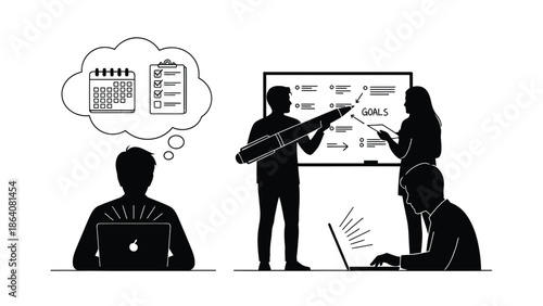 Team discussing project goals and planning