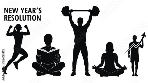 New year resolution fitness and mindfulness activities