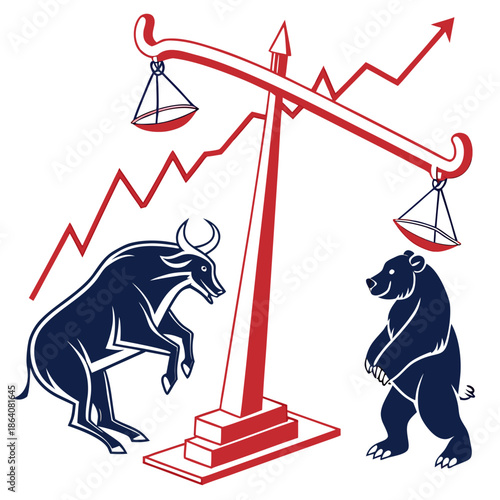 Abstract market pendulum swinging between bull and bear
