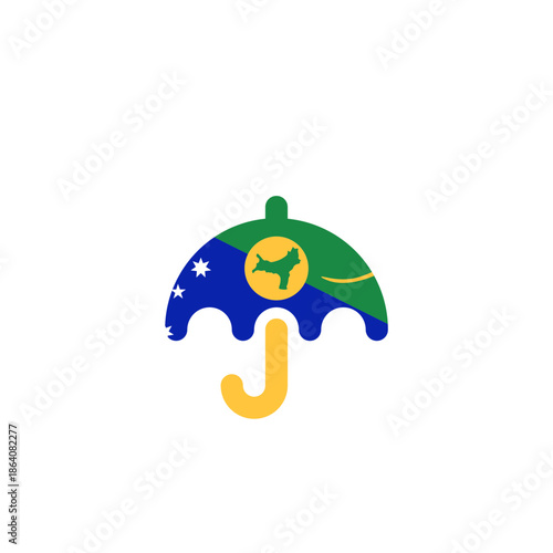 Christmas Island Flag Umbrella In Icon