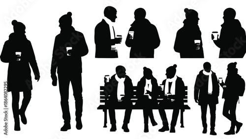 People enjoying coffee together in public places