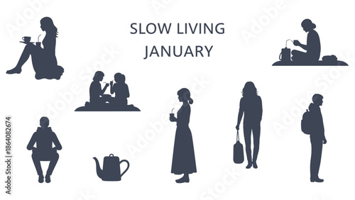 Slow living january people relaxing and enjoying tea