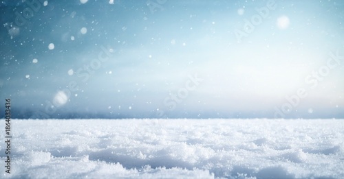 Wallpaper Mural Winter landscape. Snow covers ground, sky is pale blue. Falling snowflakes create soft, cold atmosphere. Peaceful scene. Torontodigital.ca