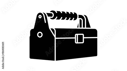 Toolbox silhouette icon, metal tool box for repair and construction.
