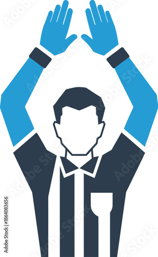 Person raising hands, isolated on transparent background