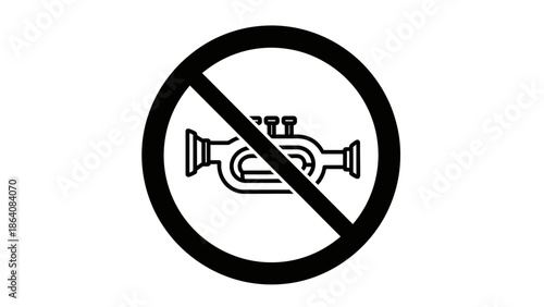 No horn traffic sign icon, prohibited honking symbol, quiet zone vector illustration