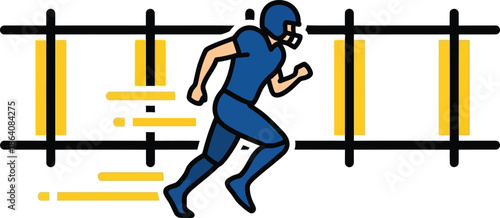 Runner crossing hurdles isolated on transparent background