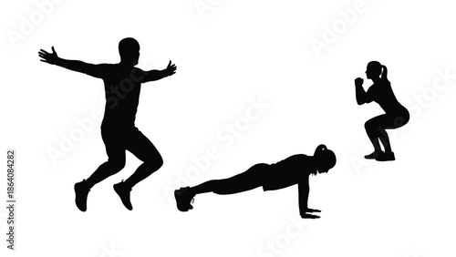 People exercising in various fitness poses