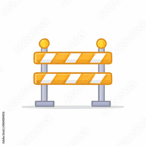 Vector Image of Construction Barrier for Blocking and Road Work Safety