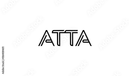 Modern ATTA initial monogram signature vector logo template