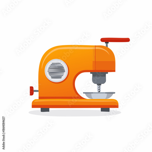Retro Orange Food Processor Illustration Kitchen Gadget Cooking Appliance Design