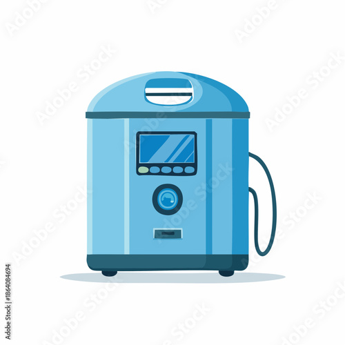 Light Blue Multicooker with Display is a Kitchen Appliance to Bake or Boil Food, Ideal for Making Healthy Meals