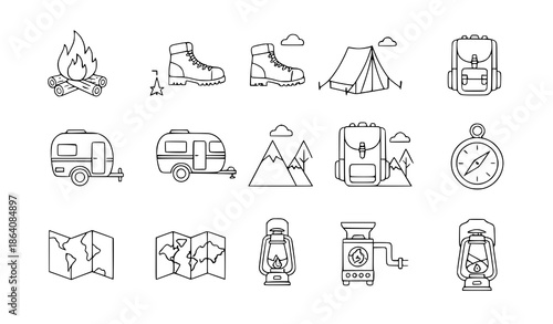Minimal celebration and party line icon vector set for web design