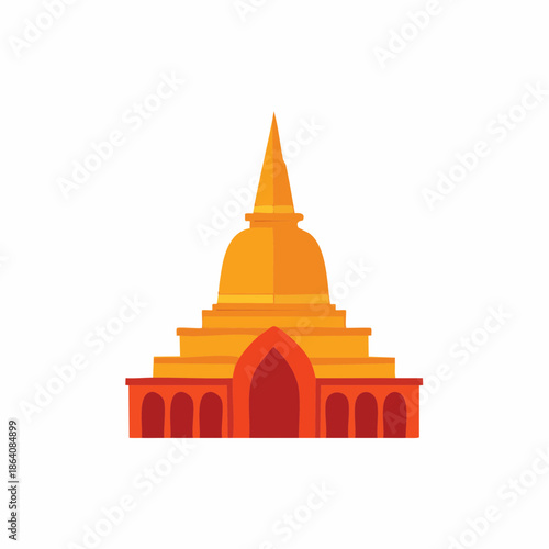 Golden Buddhist Pagoda Illustration Representing Eastern Spirituality and Architecture