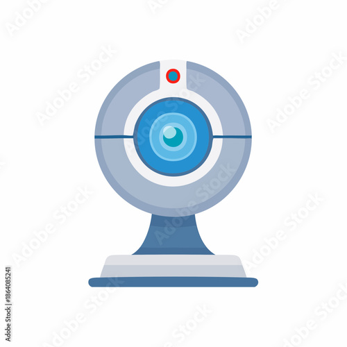 Webcam Illustration: Isolated Flat Style Computer Camera for Video Communication, Meetings, and Online Conferencing