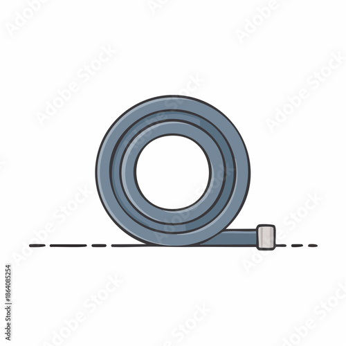 Coiled Blue Hose Pipe Illustration Plumbing Garden Tool Rolled Flexible Tubing