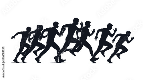 Group of people running together in a race