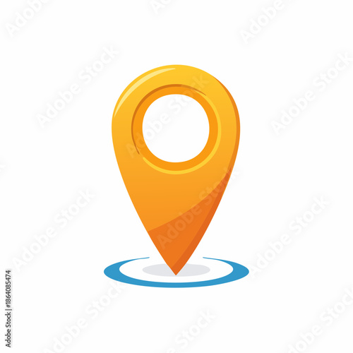 Vibrant Orange Location Marker Pointing Down Over Blue Circle Symbolizes Spot Localization
