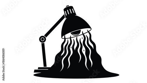 Stylized jellyfish under desk lamp in modern minimalist decor