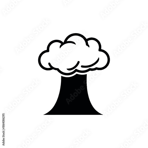 Simple black and white icon representing a nuclear blast isolated on a white background.
