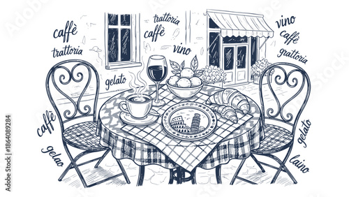 Cafe Coffee Doodle Illustration Set – Hand Drawn Coffee Shop Vector Collection