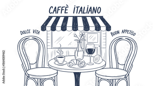 Cafe Coffee Doodle Illustration Set – Hand Drawn Coffee Shop Vector Collection