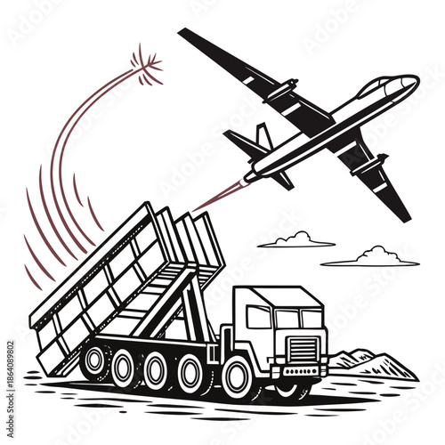 Ground based missile launcher intercepting a drone