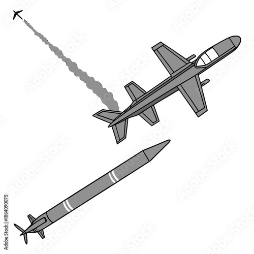 Military anti drone system missile engaging flying target