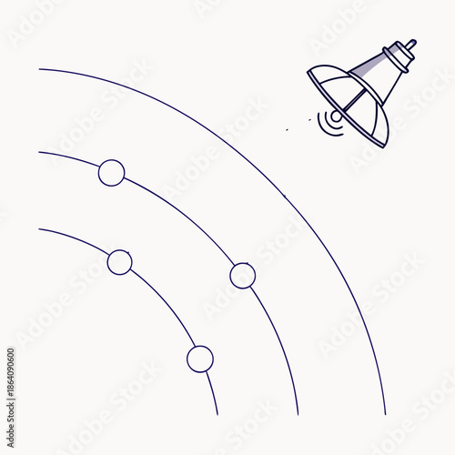 Satellite signal transmission path with light dots