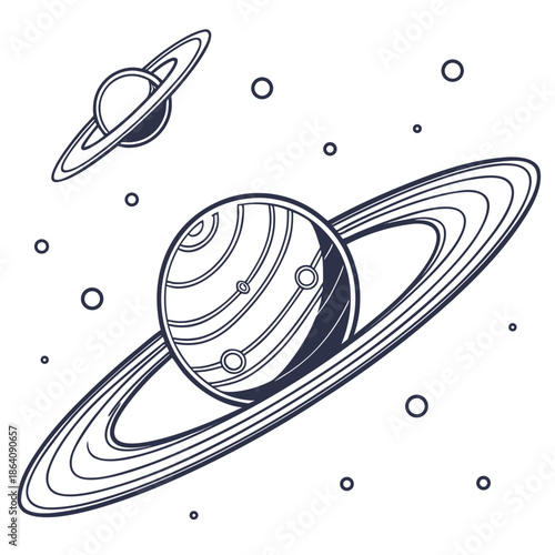 Floating planet with reflected ring shadows white background 1