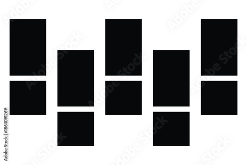 Elegant Black Photo Collage Template with 17 Frames, Futuristic Vector Moodboard Album Layout for Gallery and Portfolio