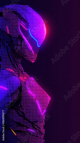 Cyberpunk Sentinel: A futuristic sentinel with vibrant neon light design, rendered in a striking cyberpunk aesthetic, hinting at technological advancement and a captivating digital realm.