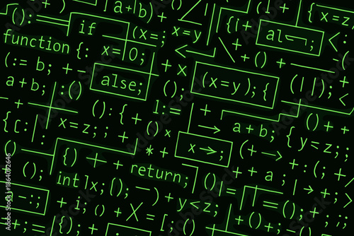 classic “hacker” or “matrix” background in the style of green code on a black background.