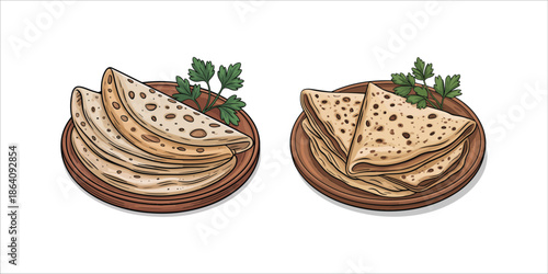 Minimal 2D vector illustration of Roti in flat icon style on a plain white background.