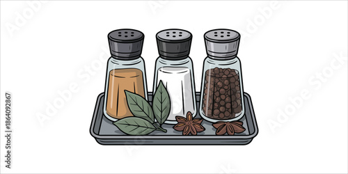 spices vector illustrations in flat design isolated on white background. Spices and herbs icons collection