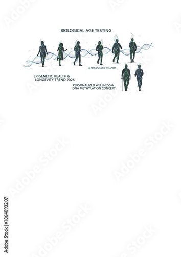Biological Age Testing Silhouette for Epigenetic Health and Longevity Trend 2026 Personalized Wellness and DNA Methylation Concept Vector
