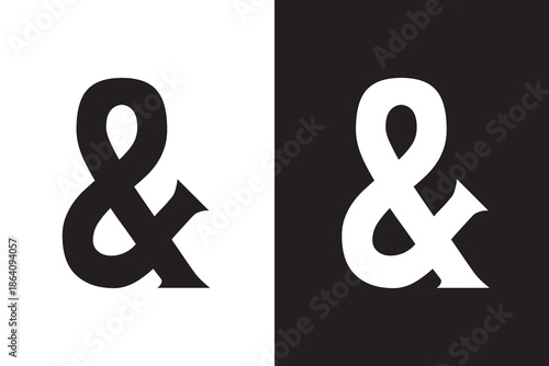 Ampersand glyph special symbol denoting conjunction and, ampersand calligraphy symbol