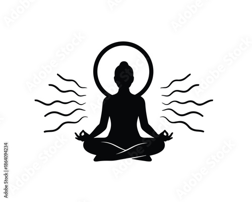 Silhouette Meditating Figure With Aura