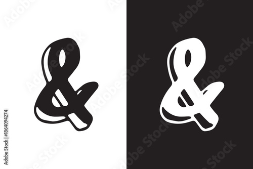 Ampersand glyph special symbol denoting conjunction and, ampersand calligraphy symbol