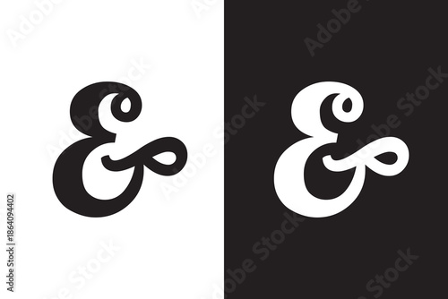 Ampersand glyph special symbol denoting conjunction and, ampersand calligraphy symbol
