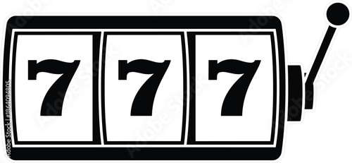 Casino slot machine jackpot vector illustration featuring lucky seven symbols, gambling concept, and classic betting design