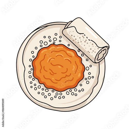 Ethiopian Injera with Lentil Stew Vector