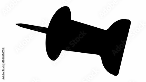 Black pushpin on white background for organization and notes