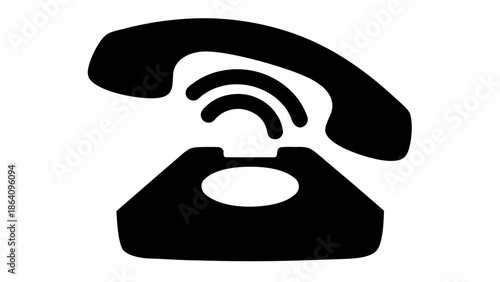 Stylish black rotary phone with modern wireless signal