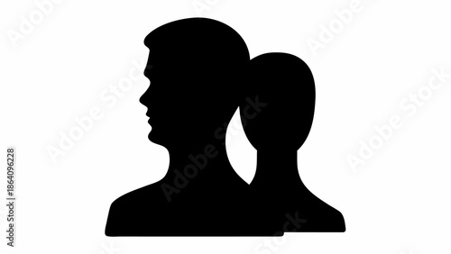 Silhouette of two people facing forward in unity