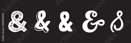 Set of elegant ampersand symbols. And sign collection. Custom hand drawn ampersand icon for invitations and letters.