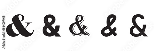 Set of elegant ampersand symbols. And sign collection. Custom hand drawn ampersand icon for invitations and letters.