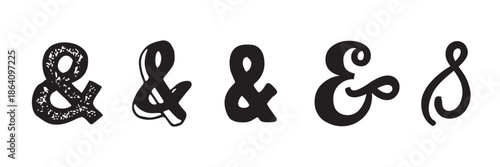 Ampersand symbols and sign collection. Custom hand drawn ampersand icon for invitations and letters in eps 10.