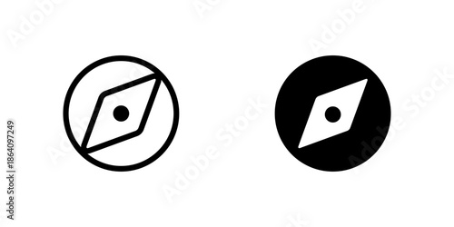 Minimalist black and white compass icon set for navigation and direction