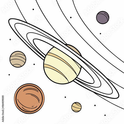 Planets aligned on elliptical curve in silky style
